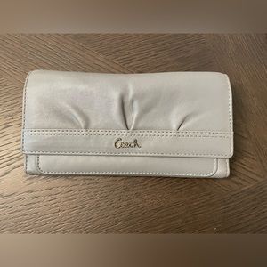 Grey leather COACH tri-fold wallet